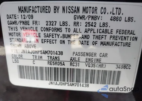 2010 Infiniti Ex35 Journey z USA, uszkodzony, nr VIN JN1AJ0HP5AM701438